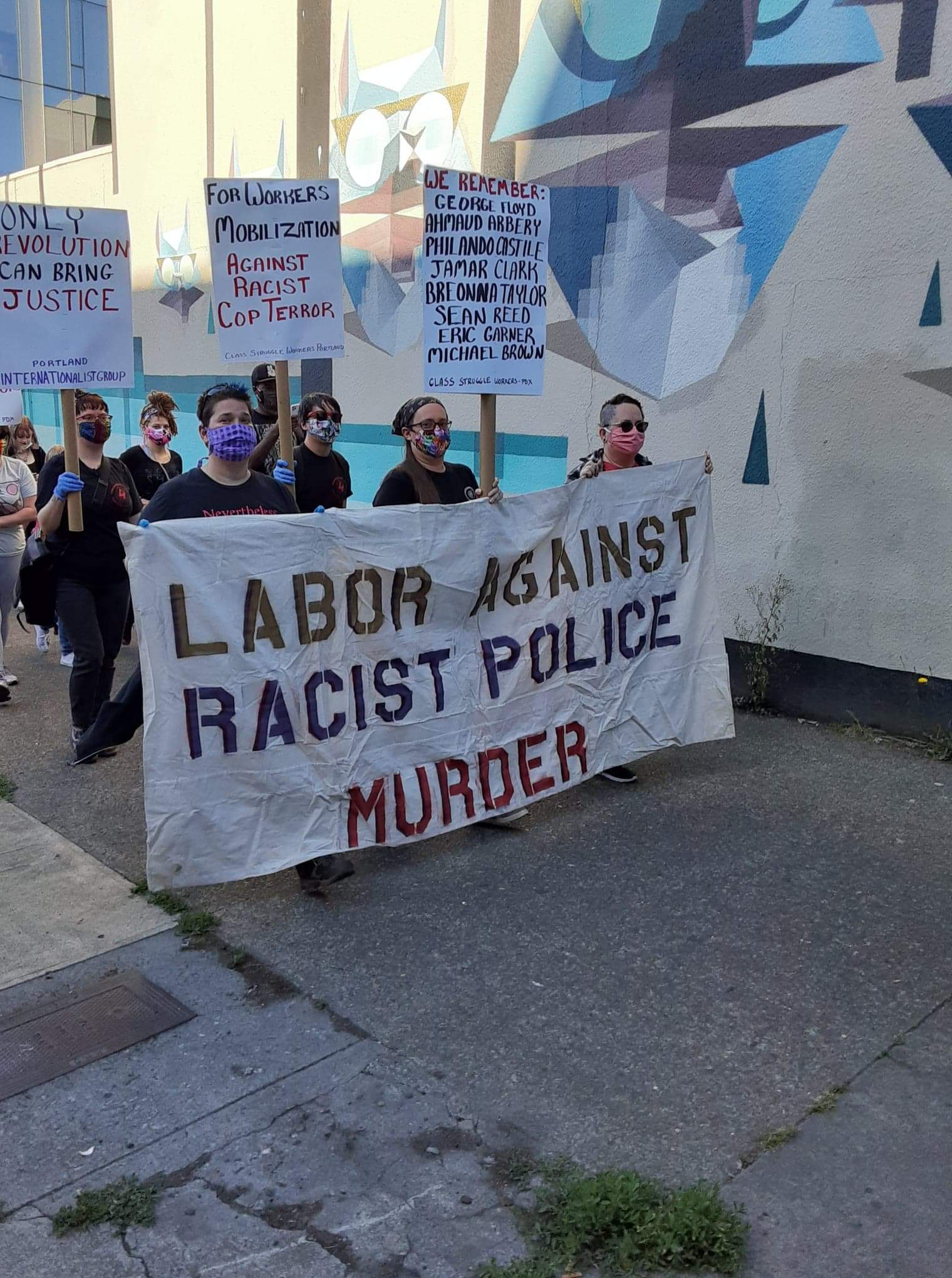 Class Struggle Workers - Portland at protest against Minneapolis police murder of George Floyd.